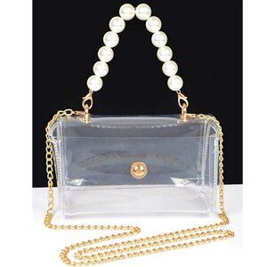 BNWT Brand New Transparent Pearl Handle Stadium Bag Cleared Bag